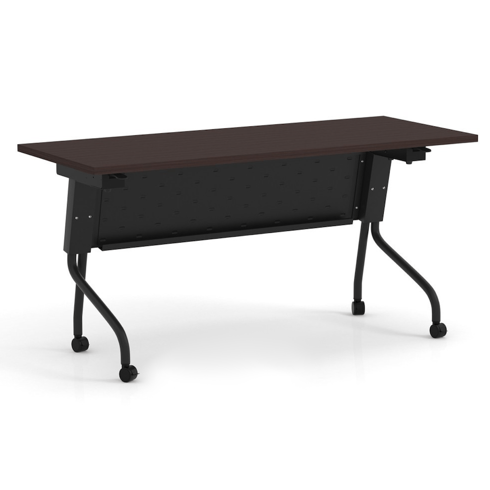 new training table espresso laminate top, black metal base