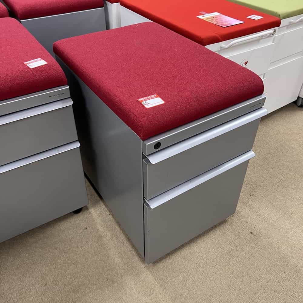 red cushion top box file rolling vertical pedestal file, knoll brand