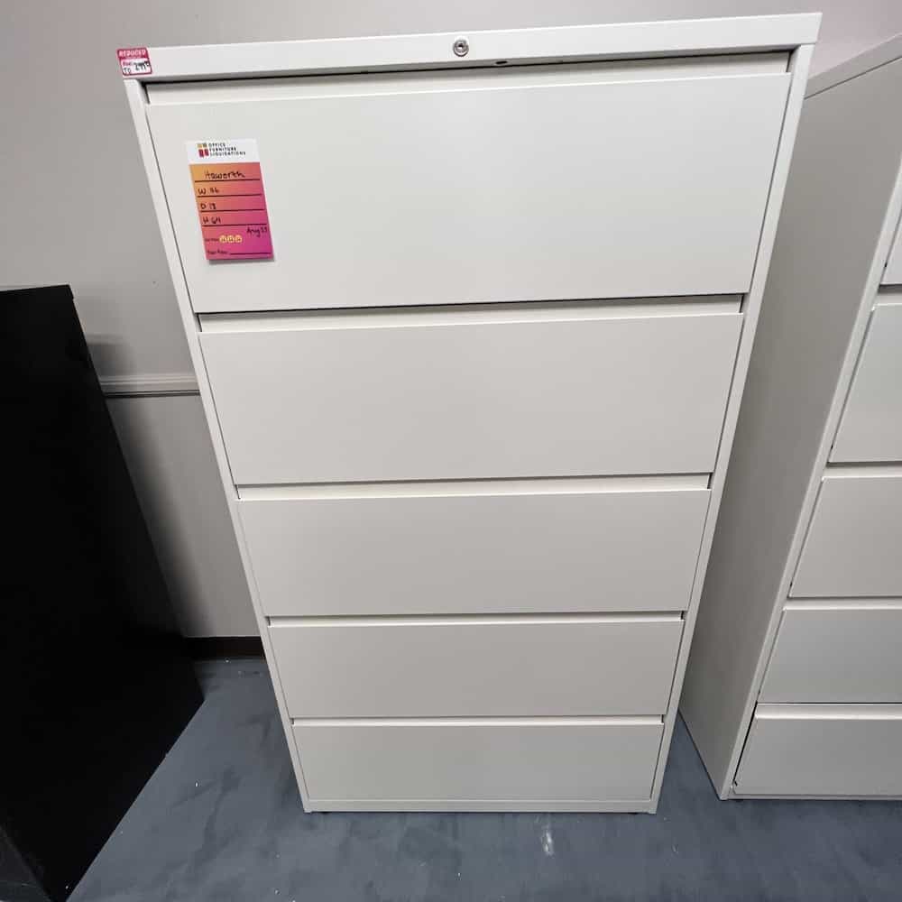 cream white 5 drawer lateral file cabinet metal