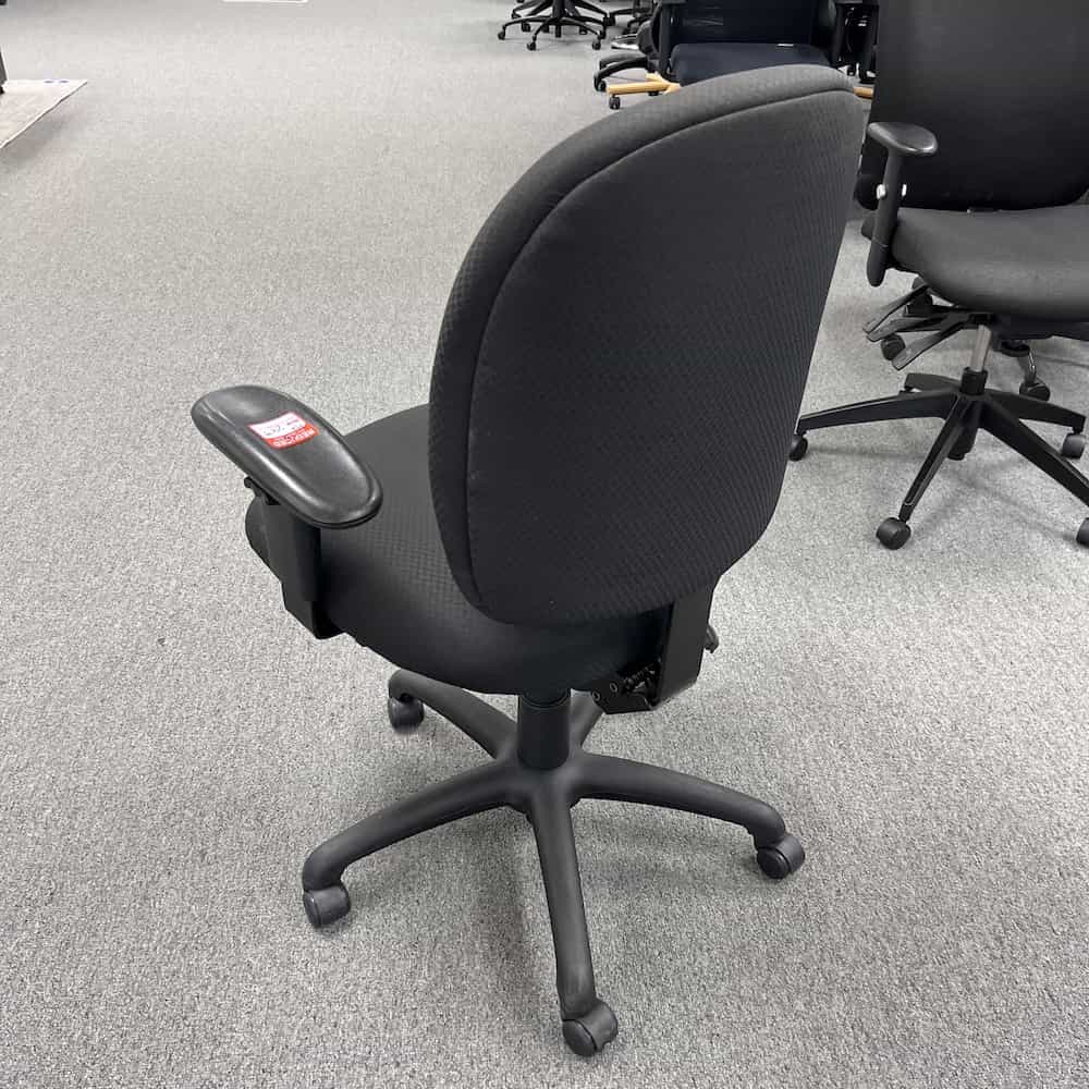 black task chair, rolling with adjustable arms