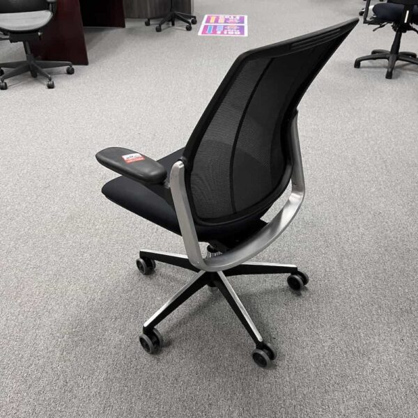 black mesh back world one task chair, back view