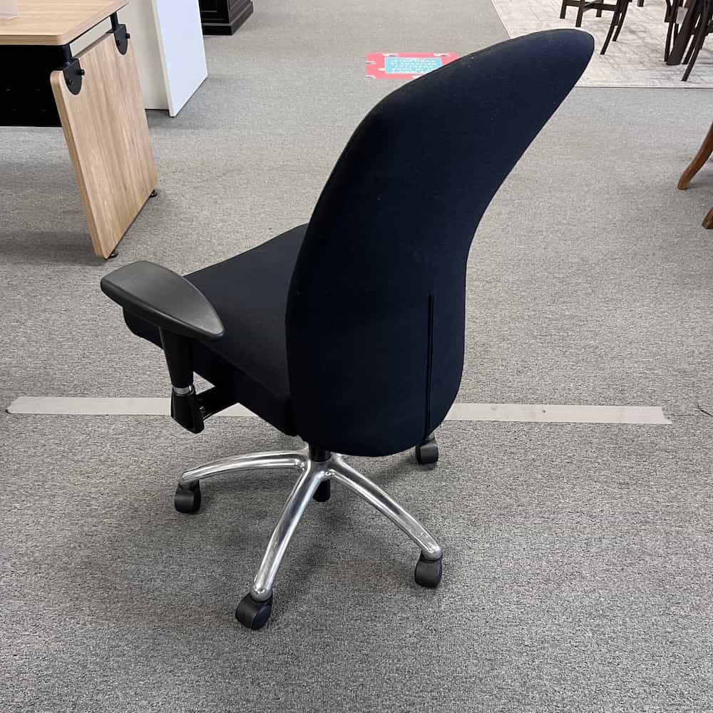 krug black upholstered office task chair, back view