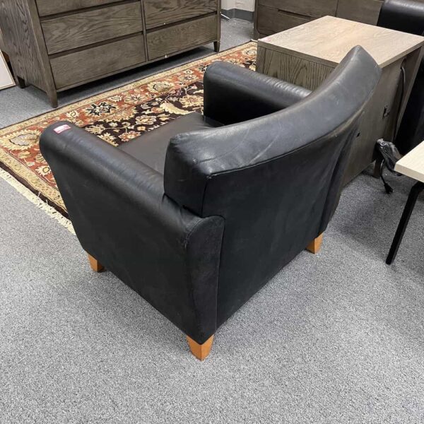black leather club chair vintage 90's, back view
