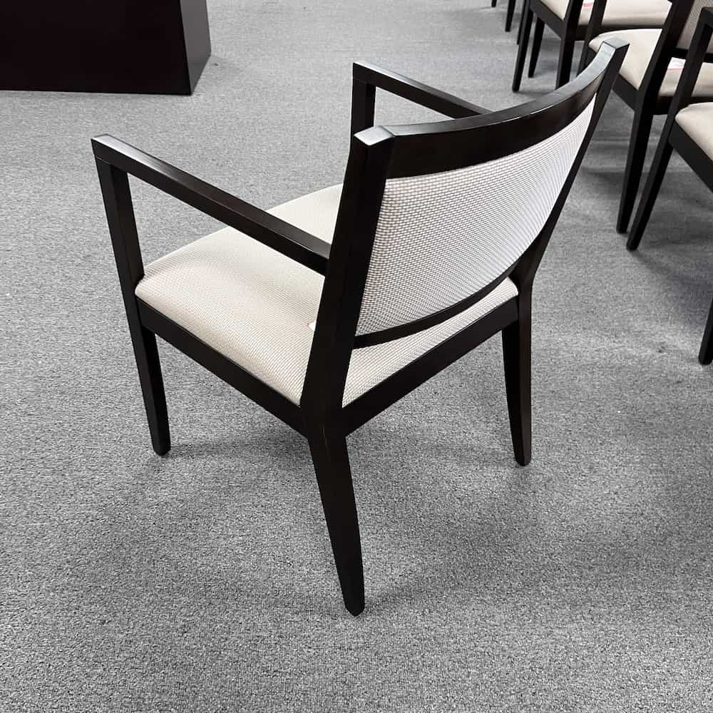 espresso OFS guest chair with beige white upholstery