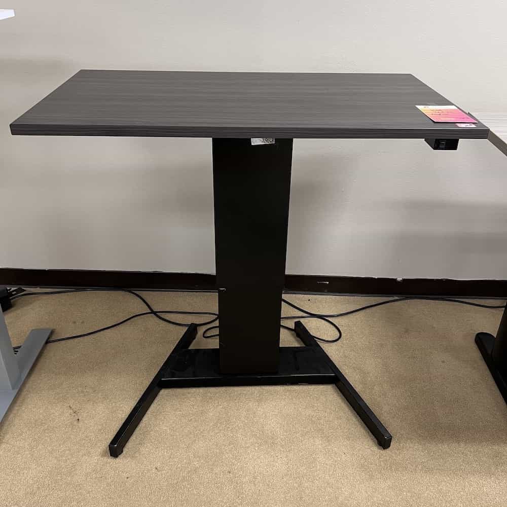 42 x 24 grey small height adjustable desk with black base