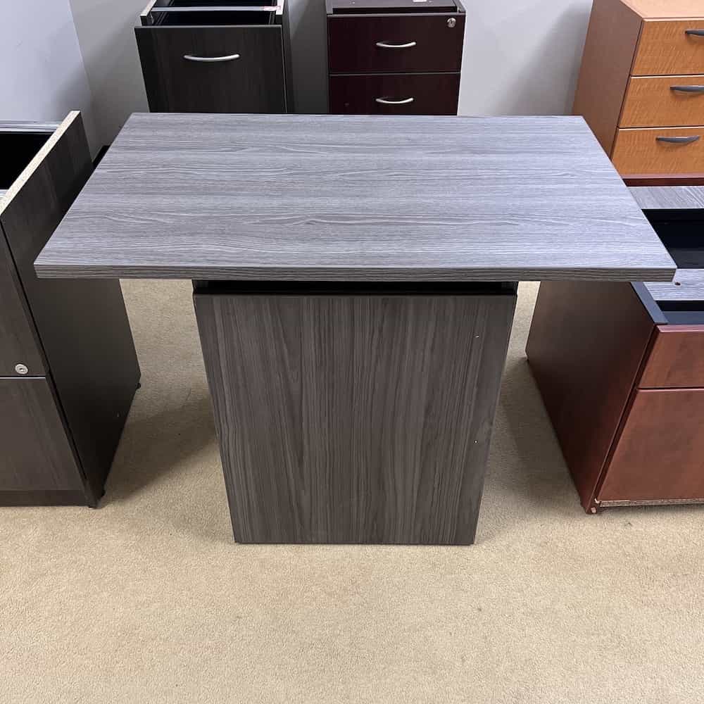 grey laminate short table with storage cabinet and 1 door