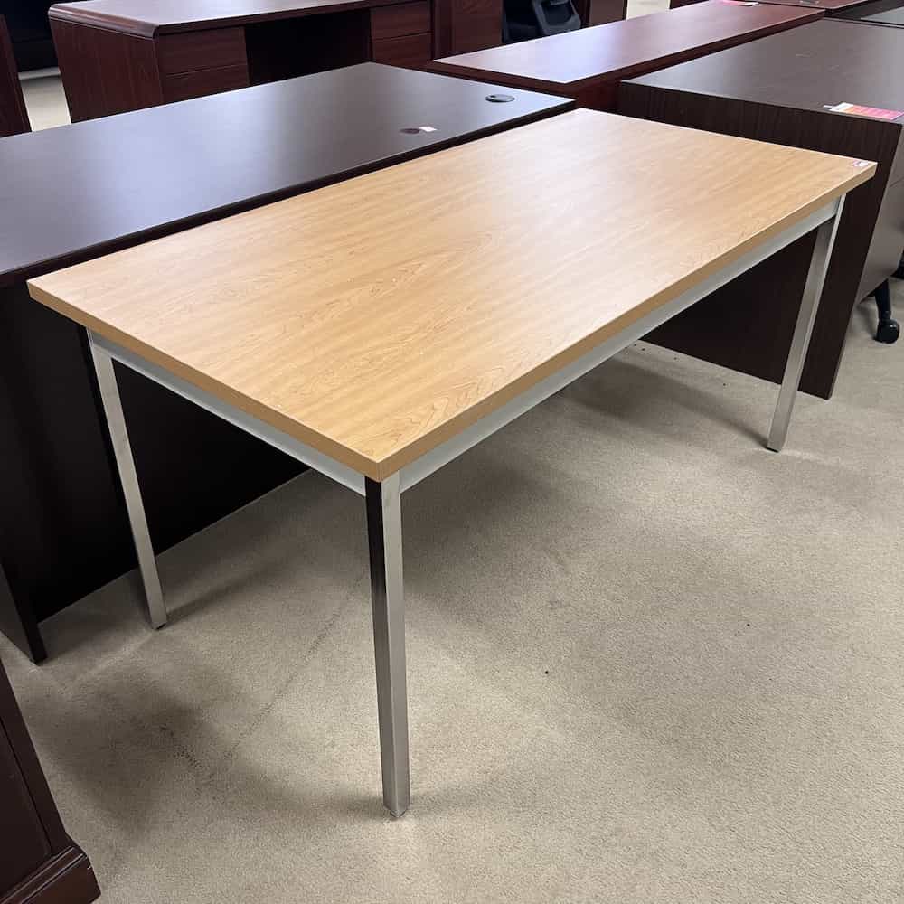 honey laminate top table rectangle with chrome legs