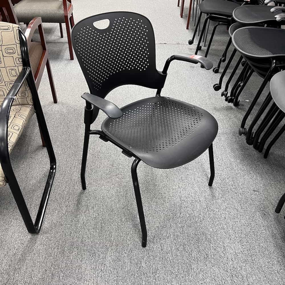 black caper herman miller stacking chair with arms