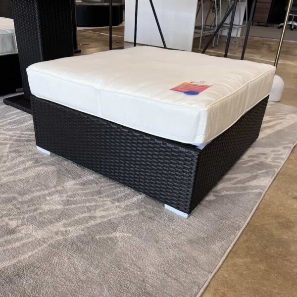 espresso bottom and cream white cushion top patio ottoman