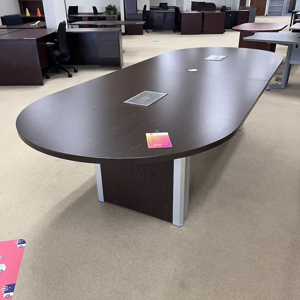espresso racetrack table with elyptical base