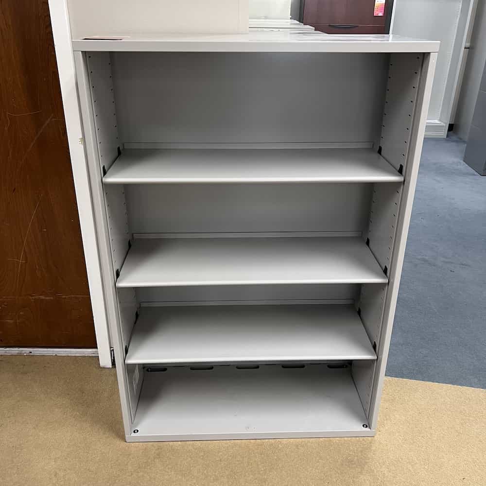 grey bookcase metal 3 shelves, steelcase