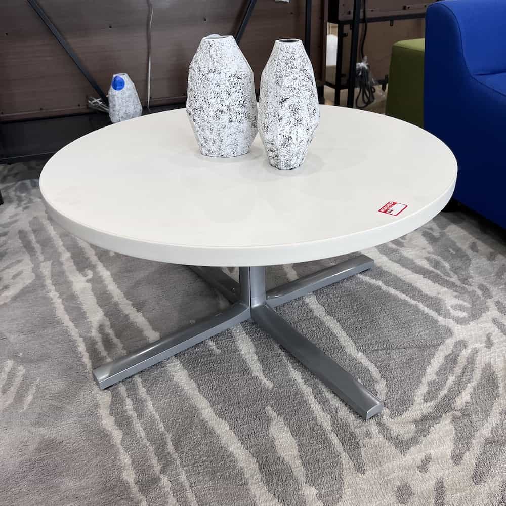 30" Herman Miller White and Silver Round Coffee Table Office