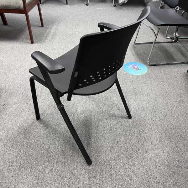 stacking metal plastic chair with arms black used