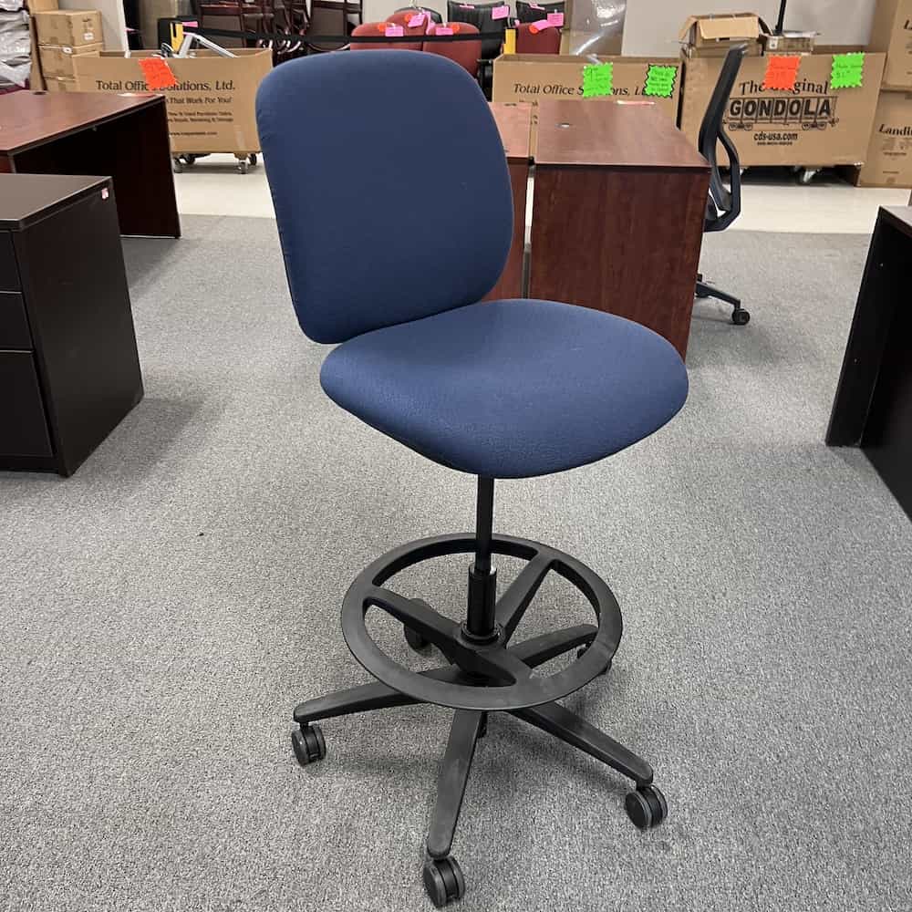 Hon Blue Armless Office Stool with Foot Rest