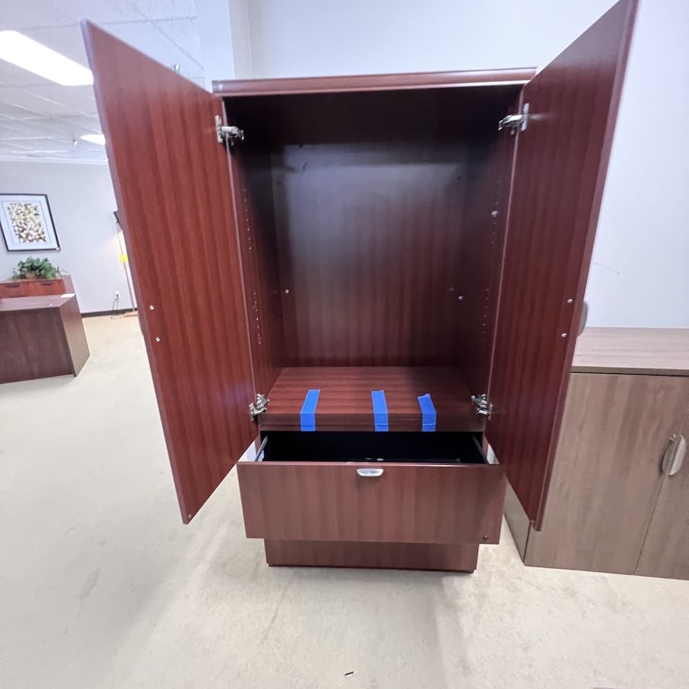 cherry lacasse two drawer lateral with storage cabinet