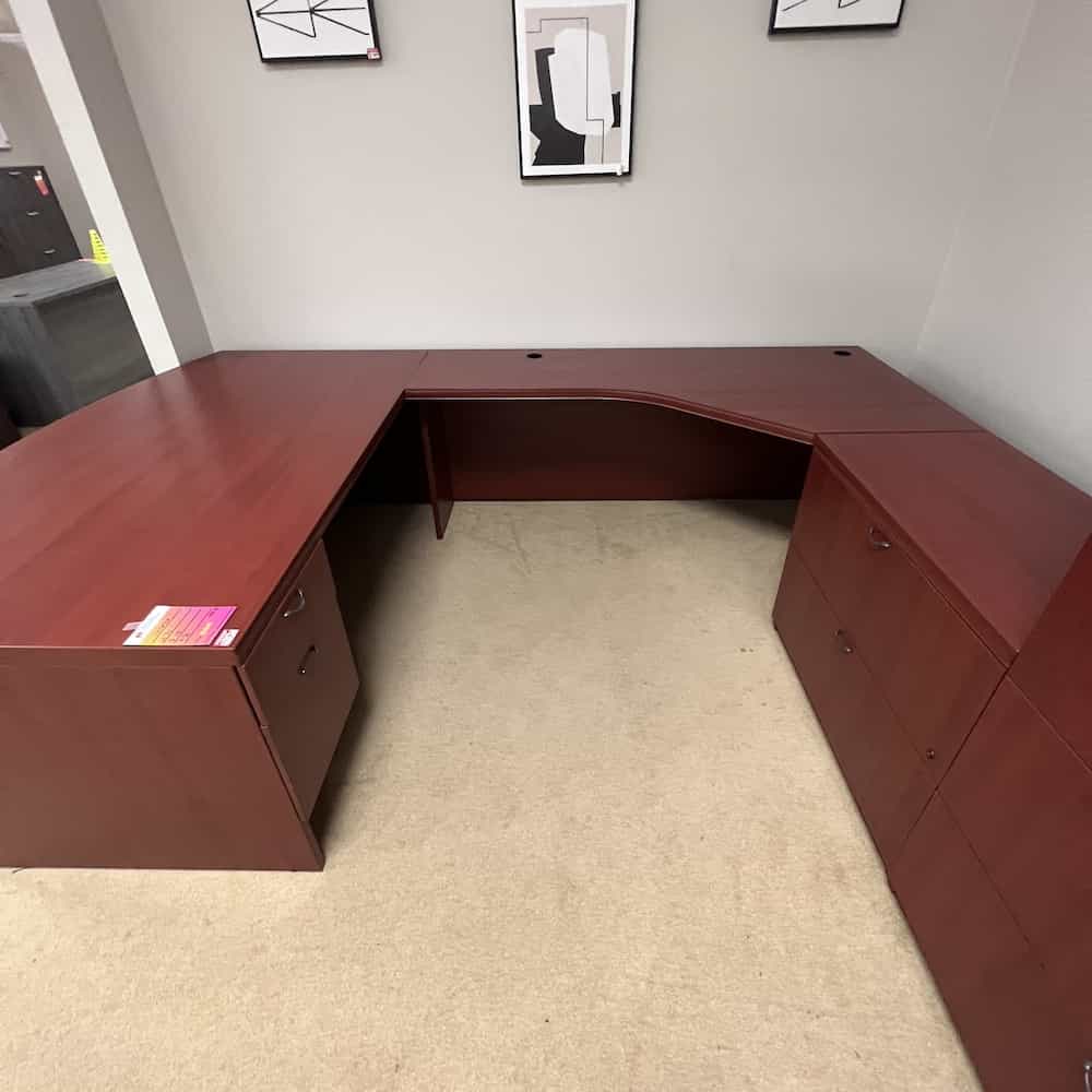 cherry u-desk right return with 2 drawer lateral file