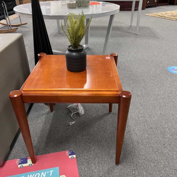 cherry square coffee accent table with 4 tapered legs