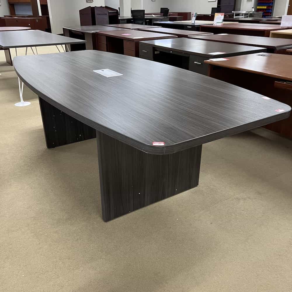 grey laminate boat shaped conference table, 8 ft