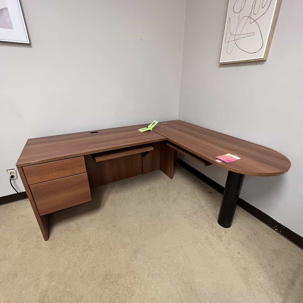 honey cherry bullet nose l-desk with left return
