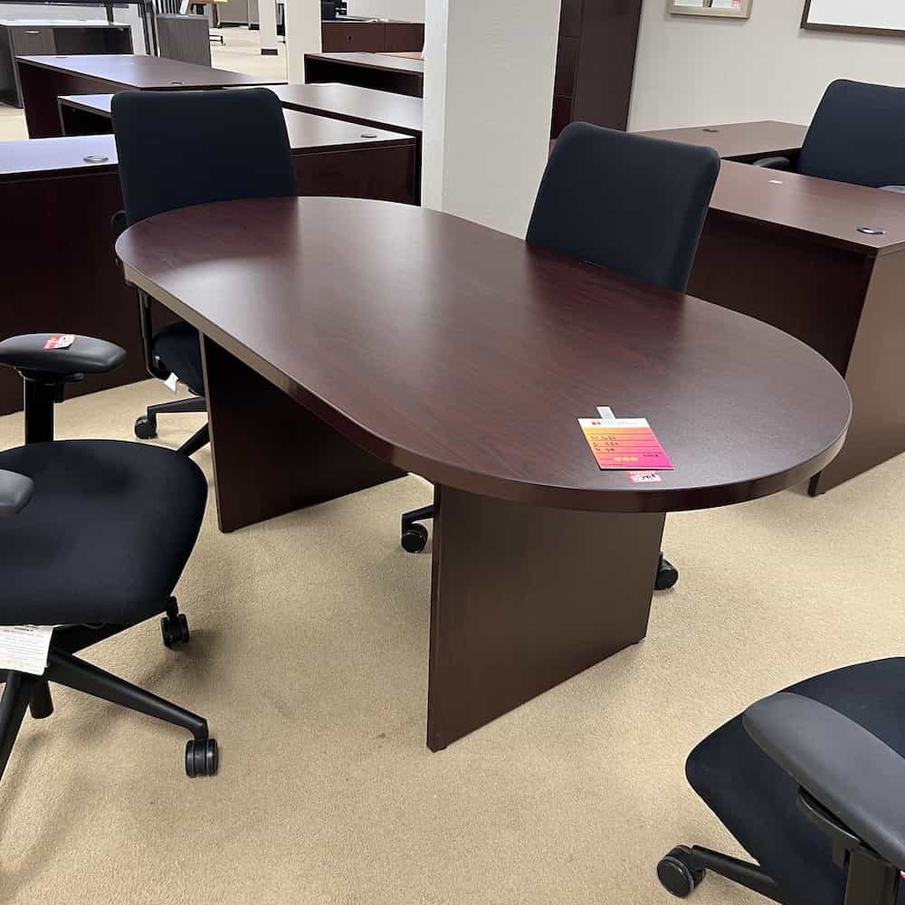 mahogany laminate racetrack conference table 6 ft