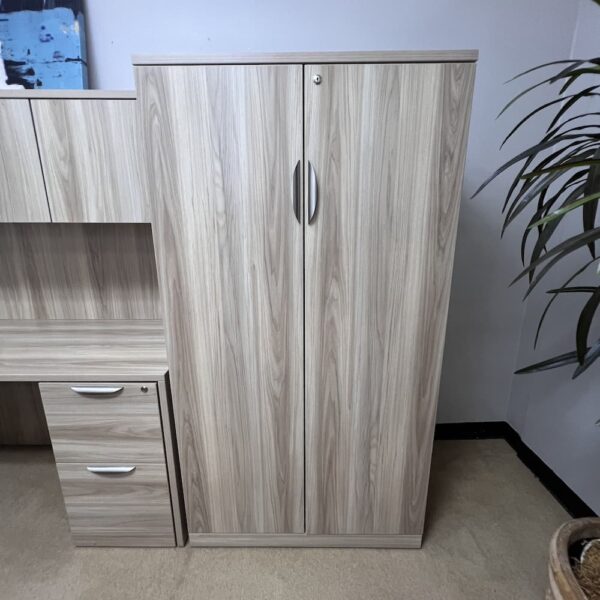 new laminate american elm tall storage cabinet 2 door office furniture
