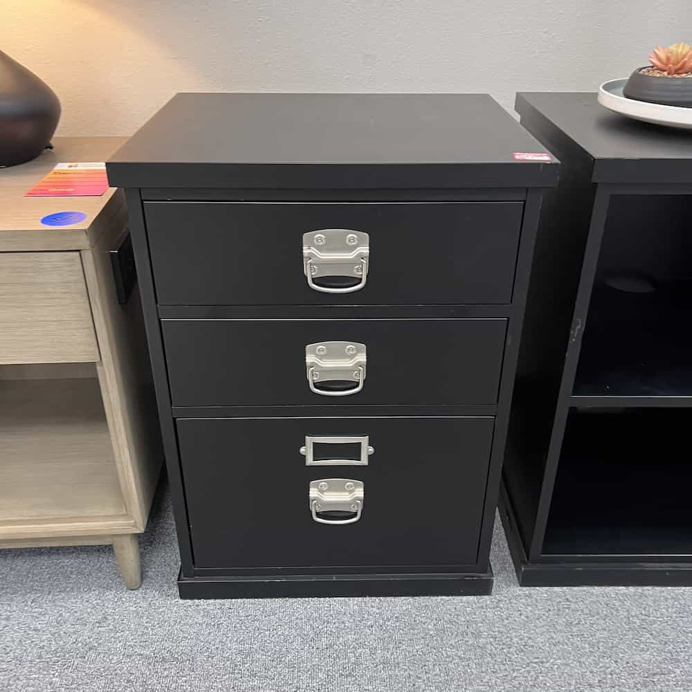 black veneer vertical 3 drawer file cabinet