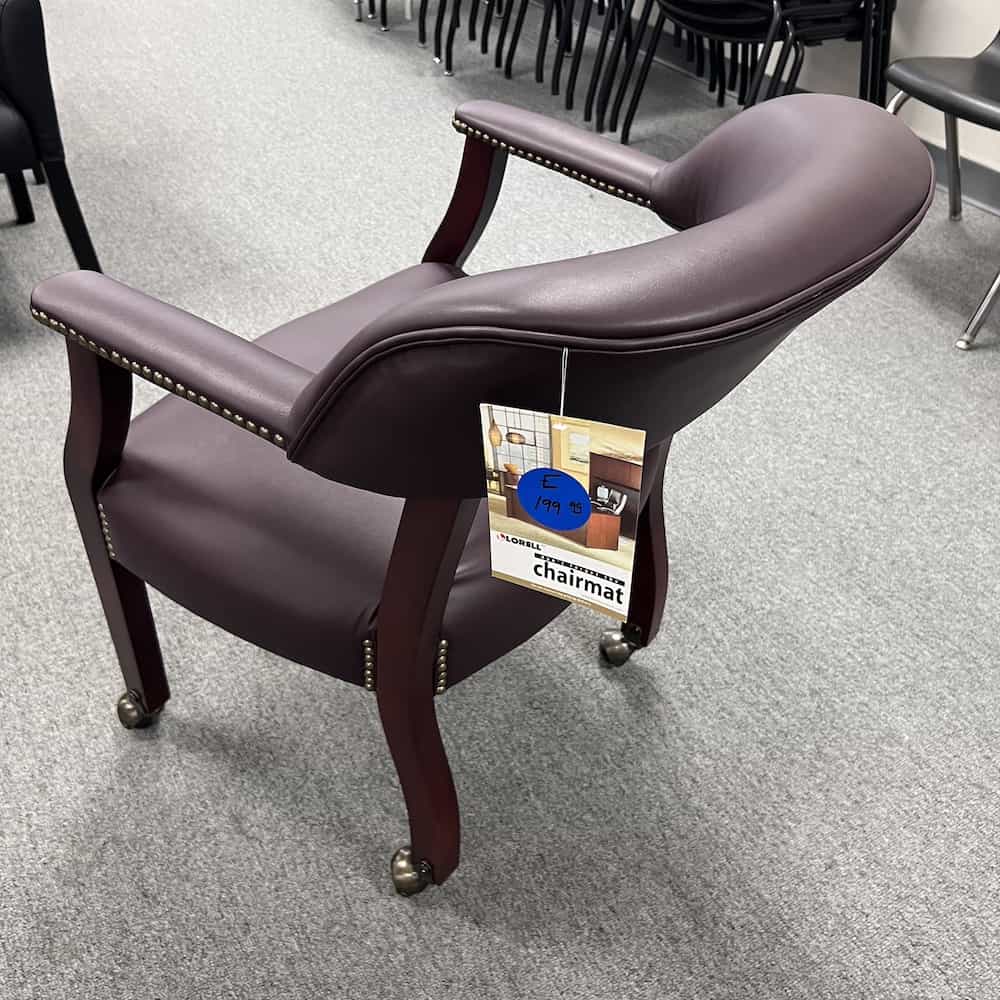 mahogany and burgundy matte vinyl rolling poker chair