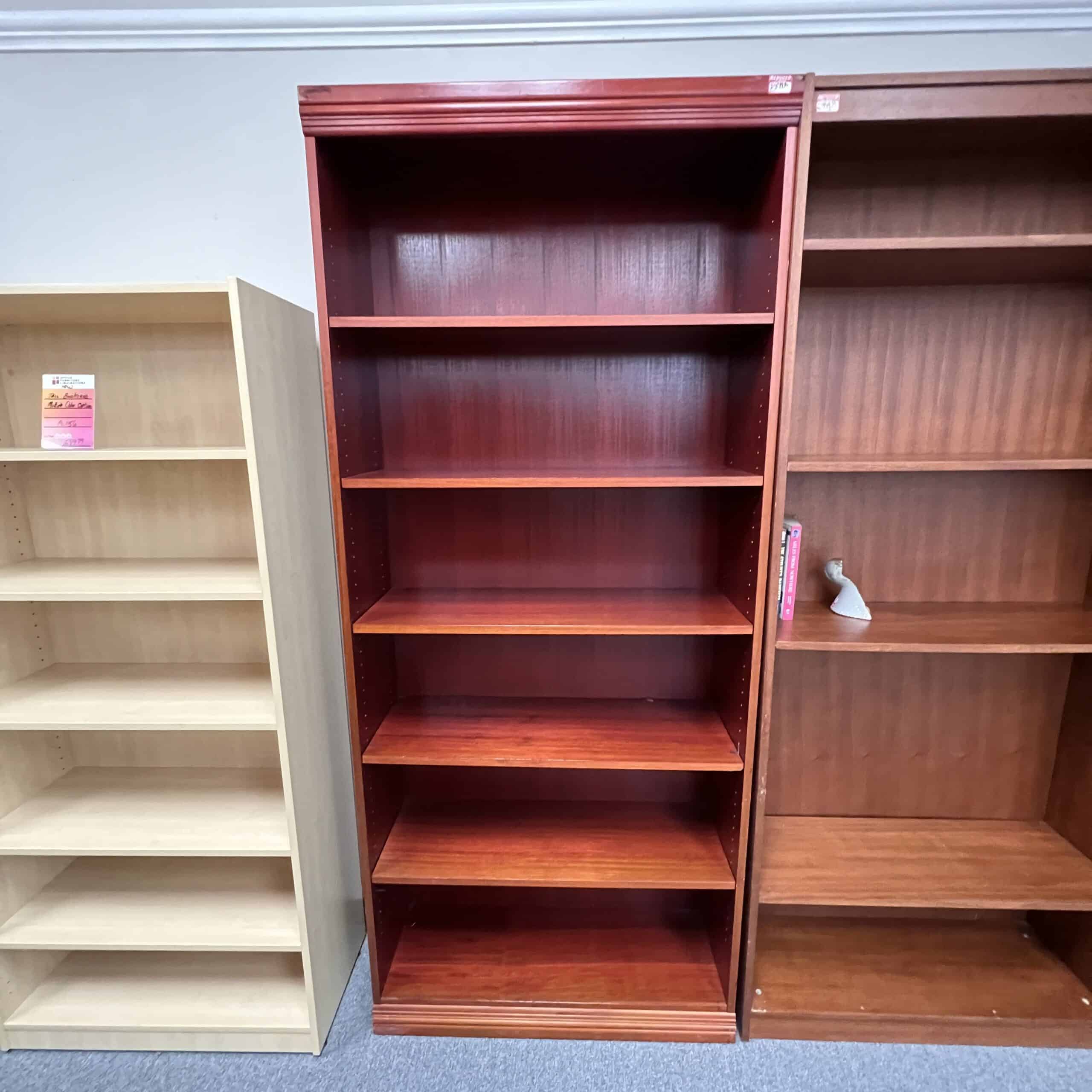 84” H Cherry Veneer Bookcase with Crown Molding Top Office Furniture