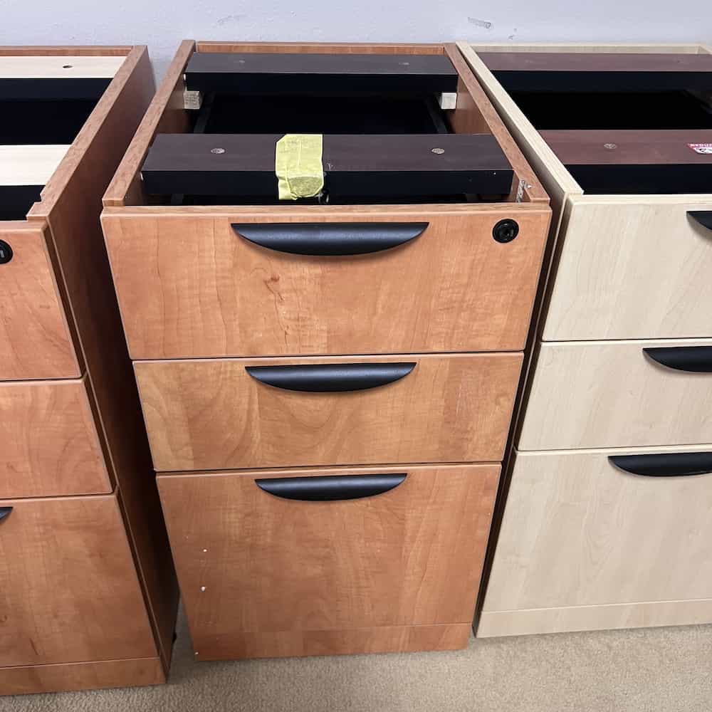 honey laminate with black pulls box box file under cabinet vertical file