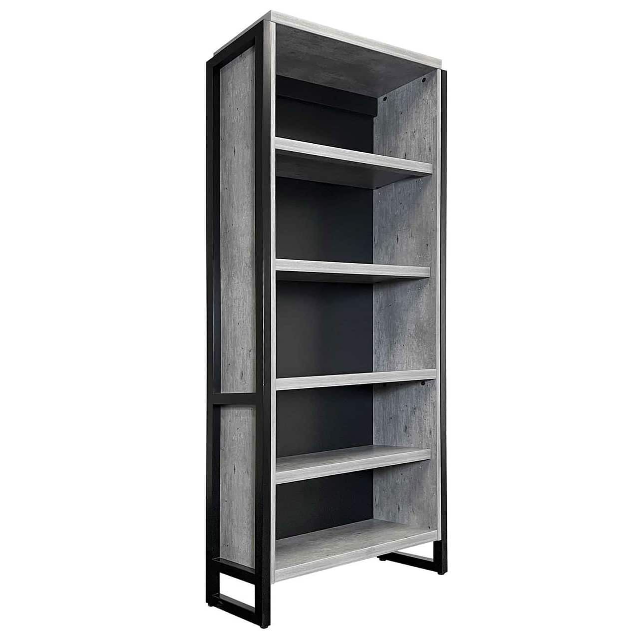 grey and black industrial look bookcase, laminate, artisan collection