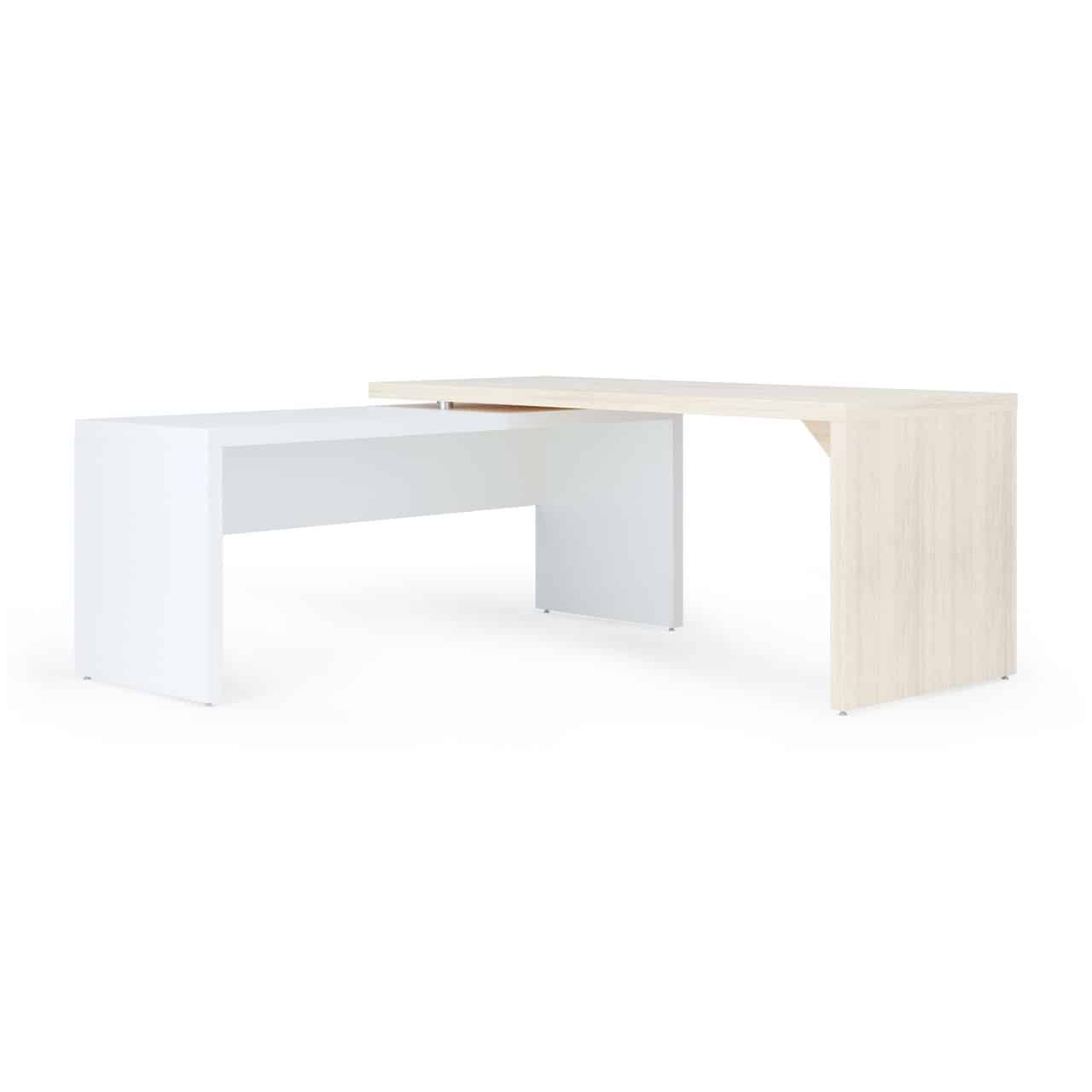 lucca collection reversible return l-desk laminate maple white