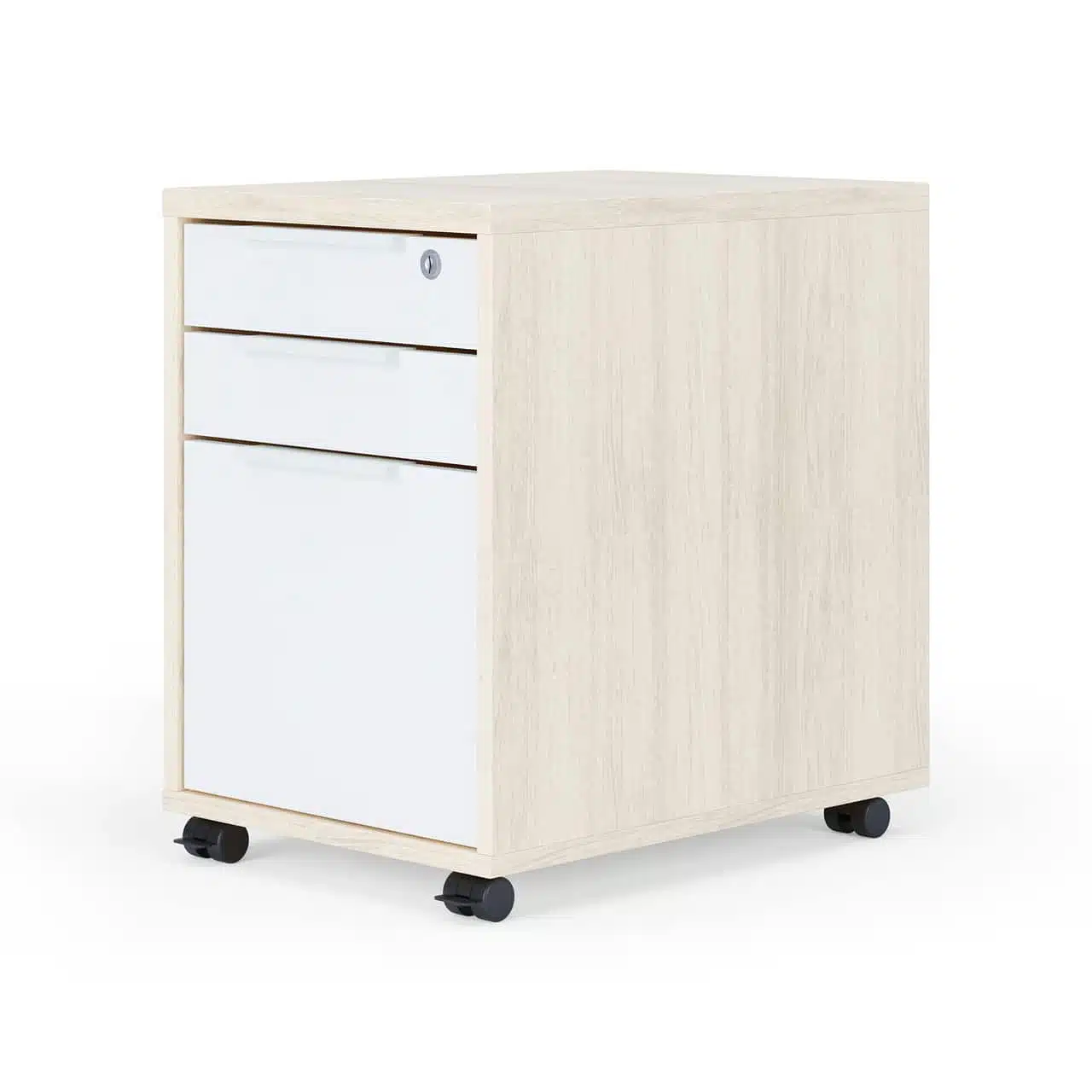 box box file mobile pedestal white and maple with black wheels