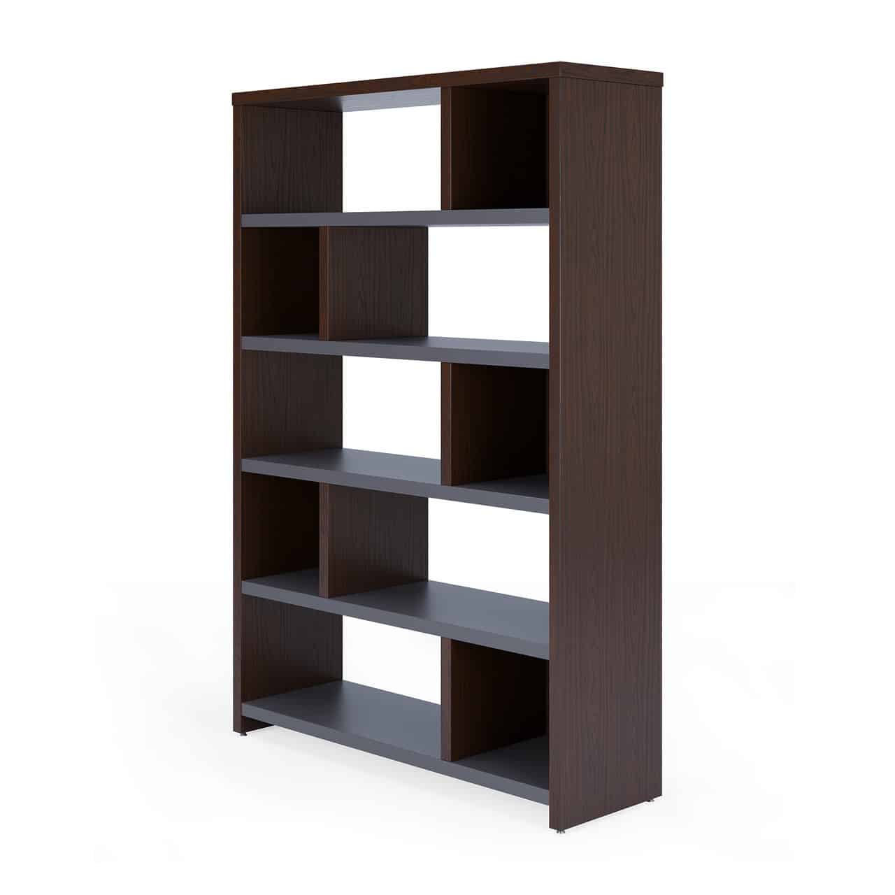 walnut and grey laminate cubby shelf lucca collection