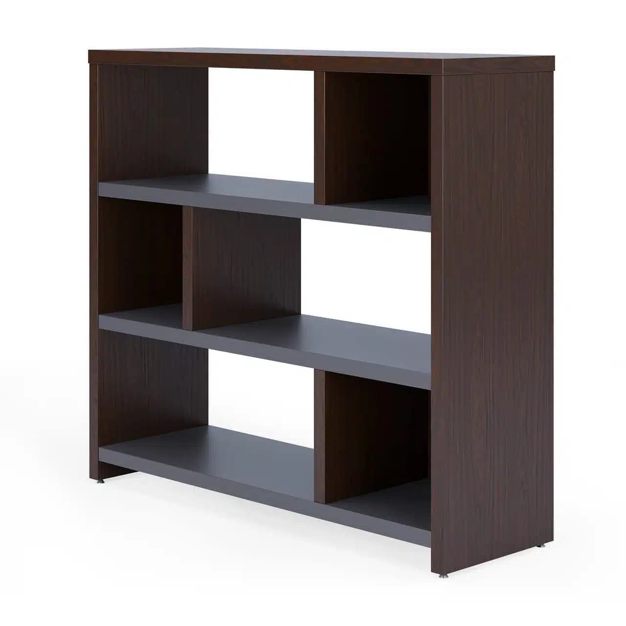 walnut and grey laminate cubby shelf lucca collection