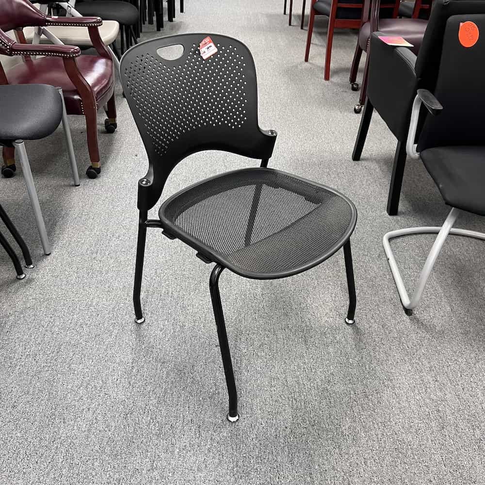 herman miller caper black stacking chair with flex net seat