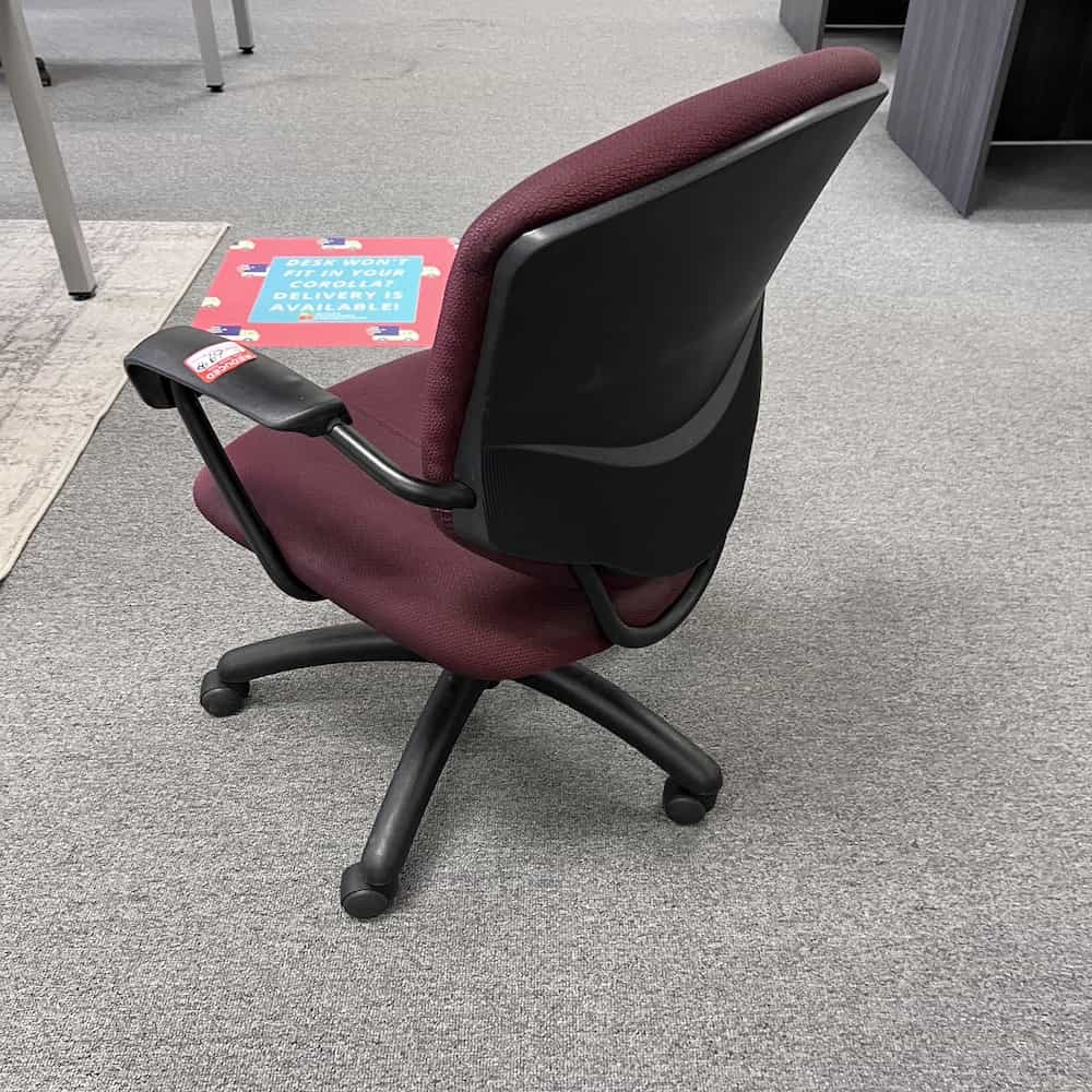 burgundy global supra chair with fixed arms, upholstered
