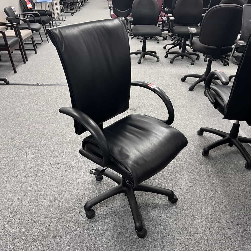 black leather compel conference chair used