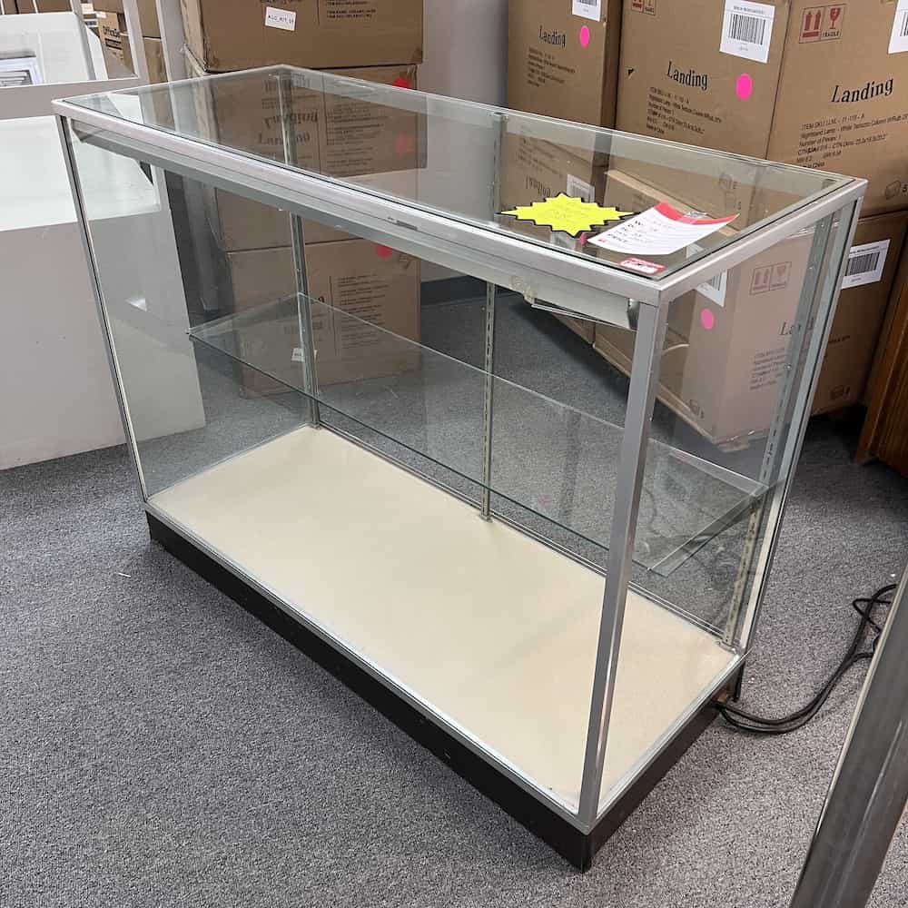 48 inch wide glass display case with glass sides Lozier brand