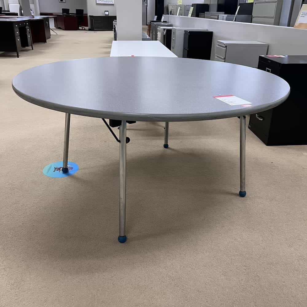 60" round grey laminate folding table heavy duty