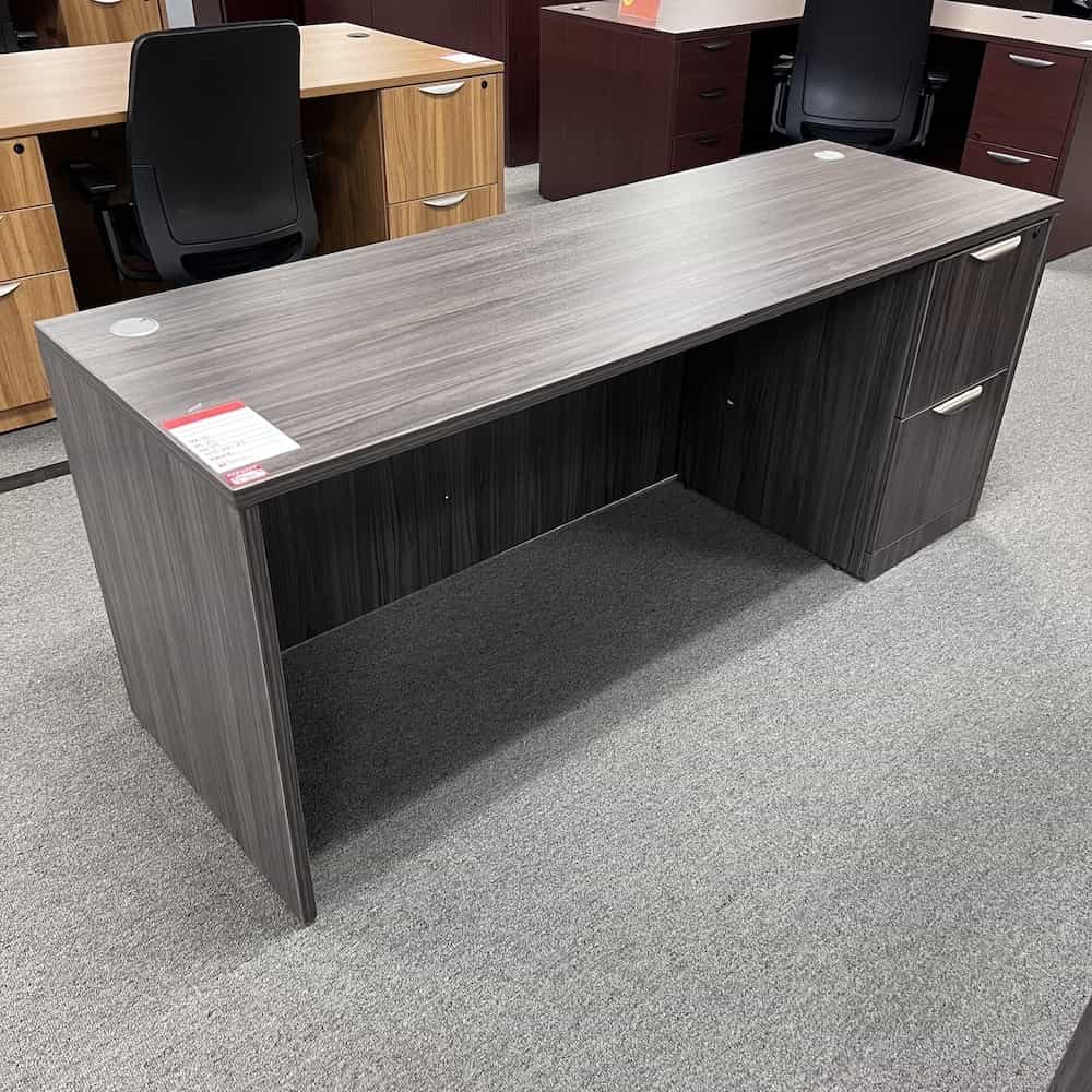 grey laminate credenza desk with one pedestal file file