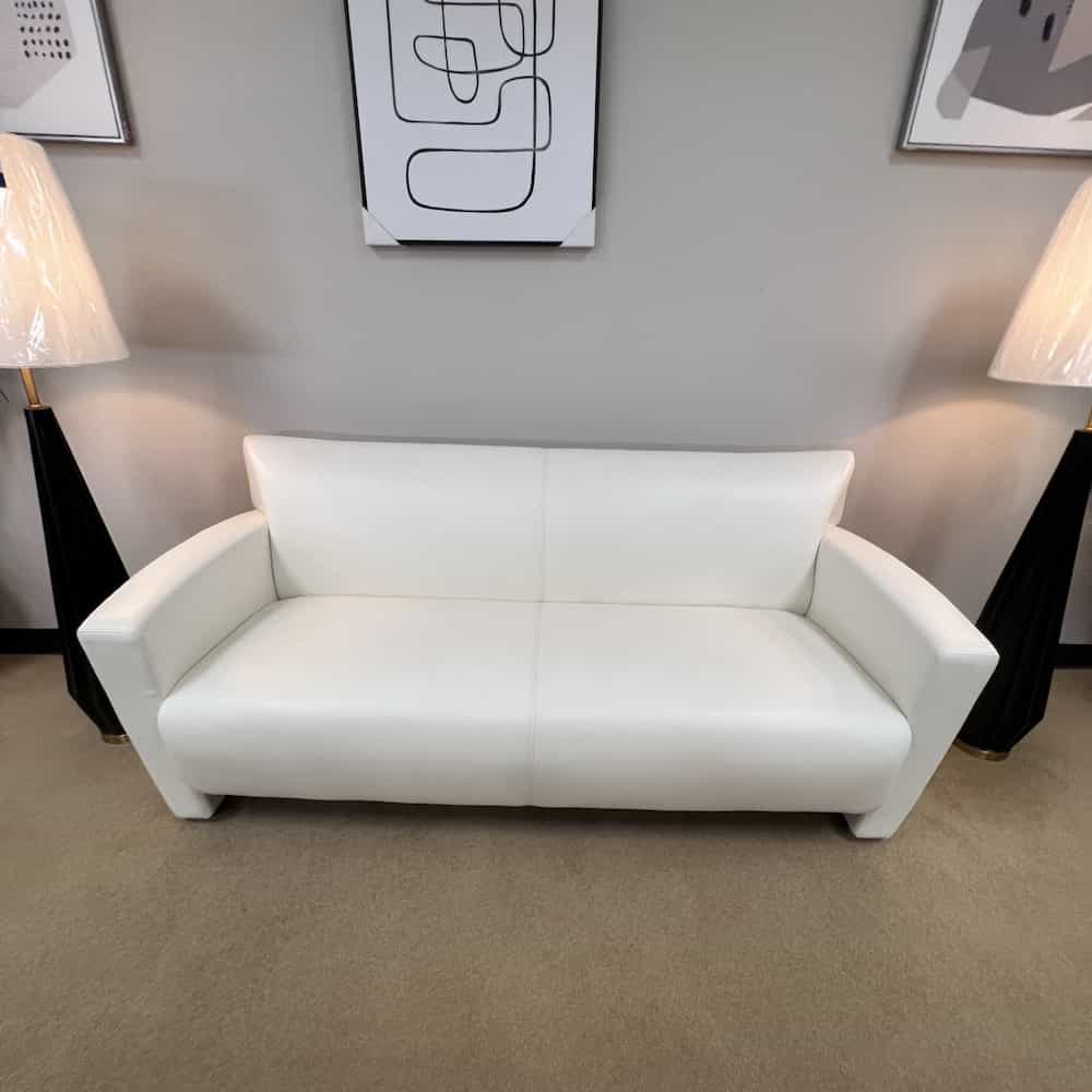 white tribeca vinyl modern sofa