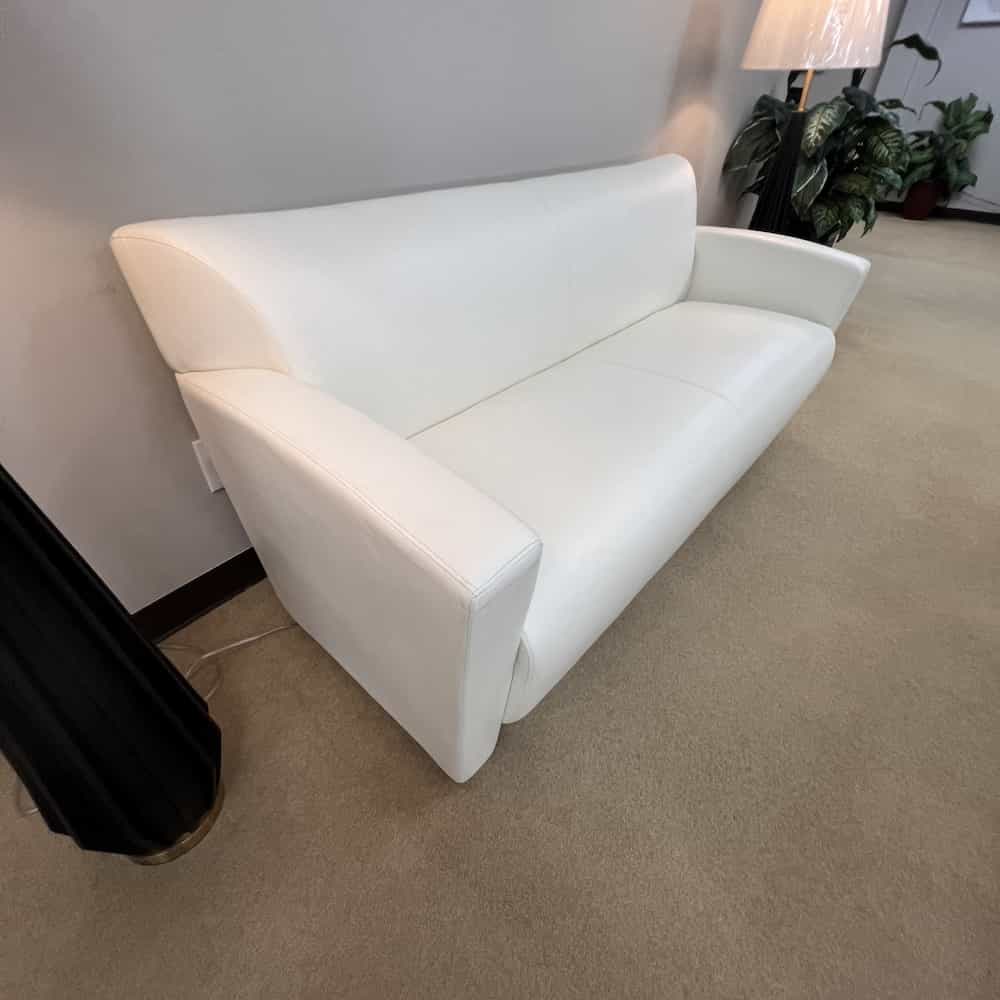 white tribeca vinyl modern sofa