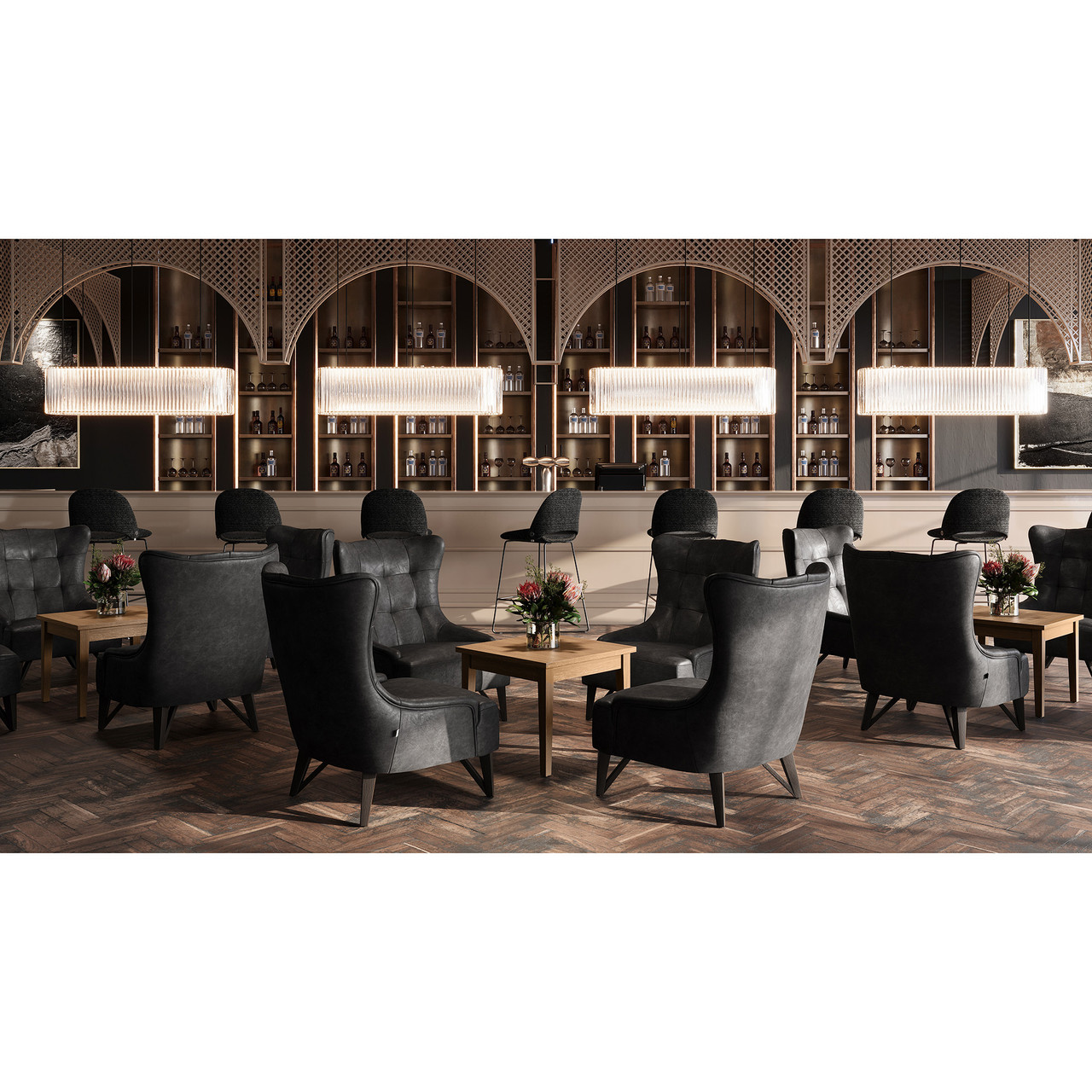 New - Vesper Collection Wingback Lounge Chair - Toffee - Image 3