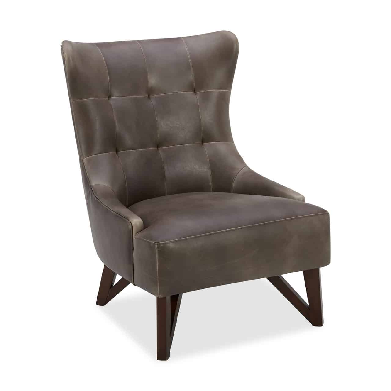 wing back modern lounge chair toffee brown, mahogany veneer legs