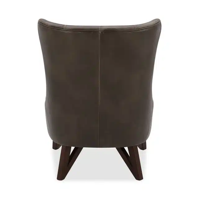 wing back modern lounge chair toffee brown, mahogany veneer legs