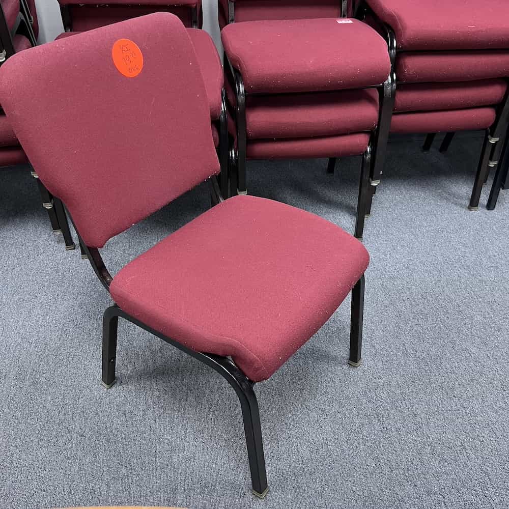 red upholstered banquet chair, stacking, carstone seating