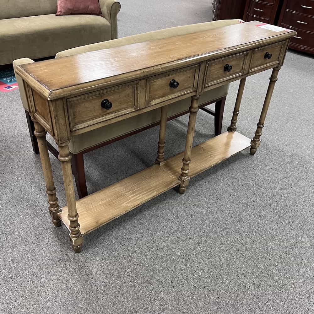 walnut hallway table with two drawers
