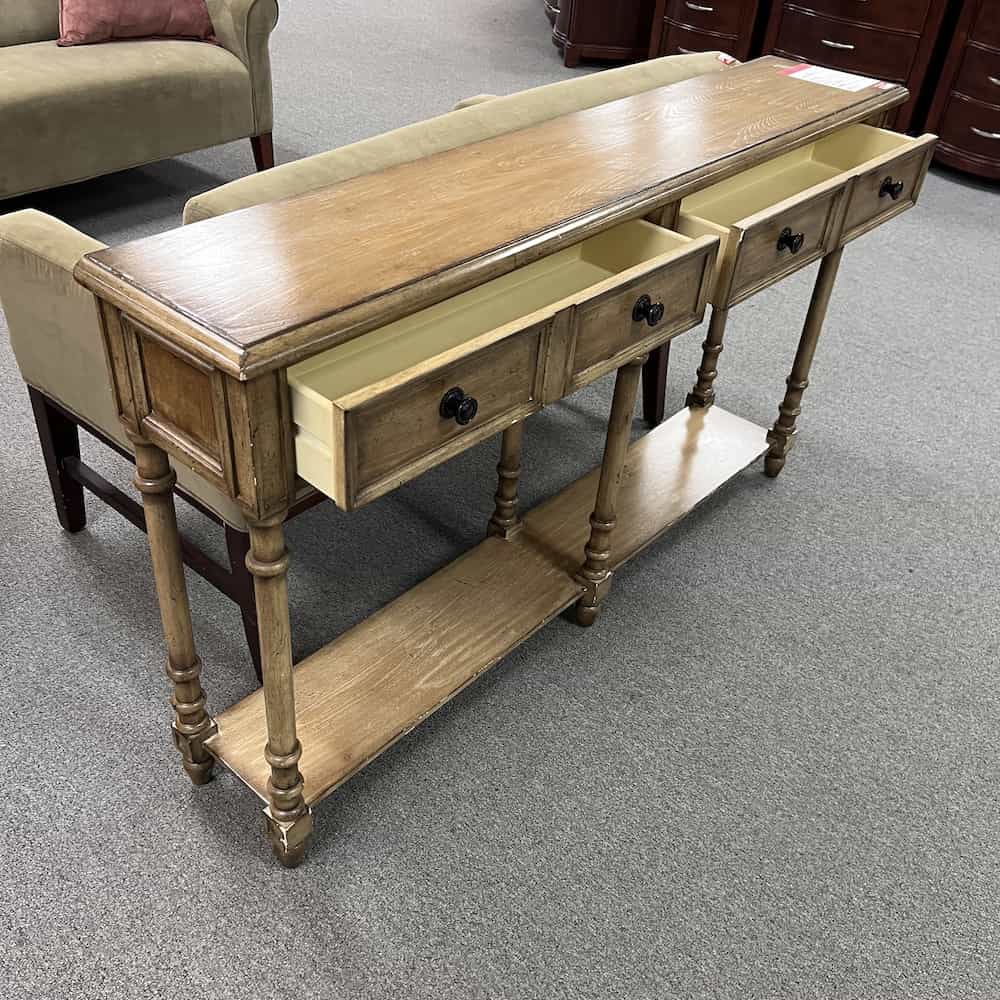 walnut hallway table with two drawers