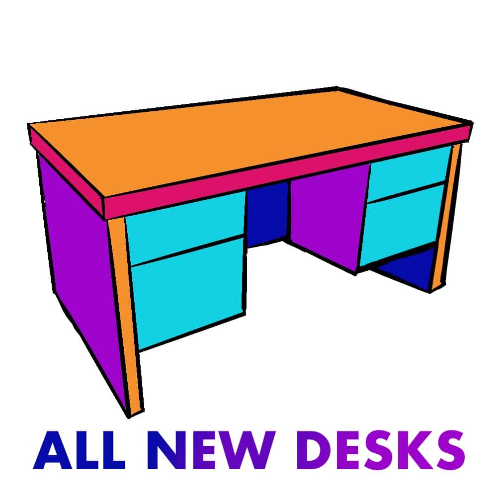 all new desks icon with illustration of a desk