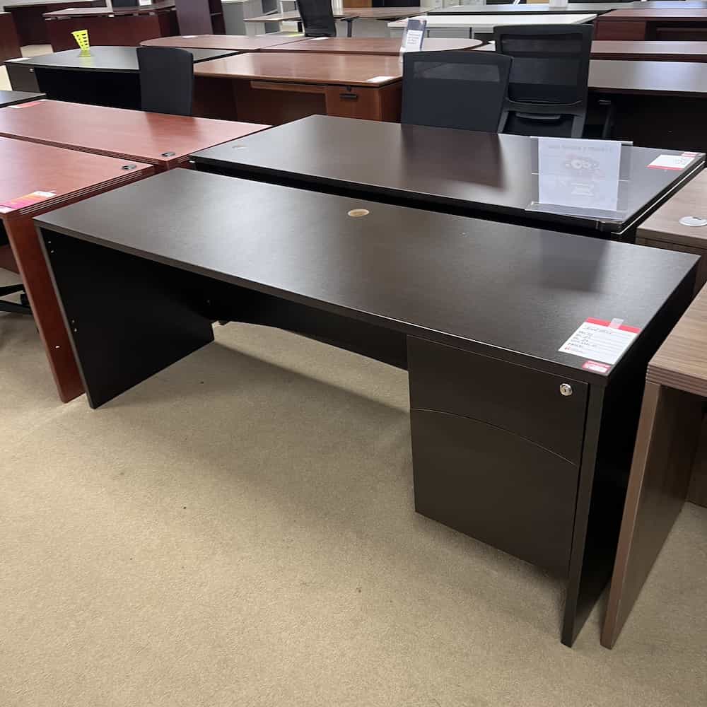 espresso laminate credenza desk with one hanging file